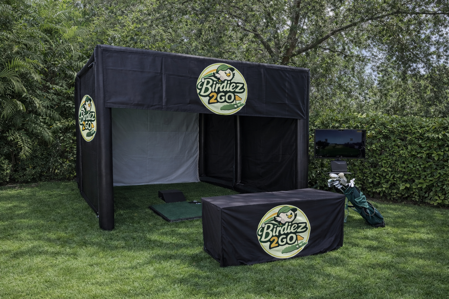 Birdiez2Go mobile golf simulator setup